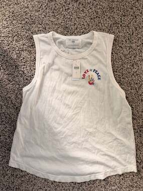 Sol Angeles x Anthropologie NWT Love & Peace Graphic Muscle Tank